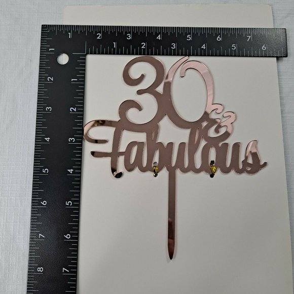 30 And Fabulous Birthday Cake Topper Pink Reflective Acrylic - Picture 2 of 3